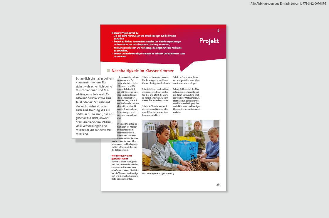 Beispielhafte Darstellung eines Projektseite