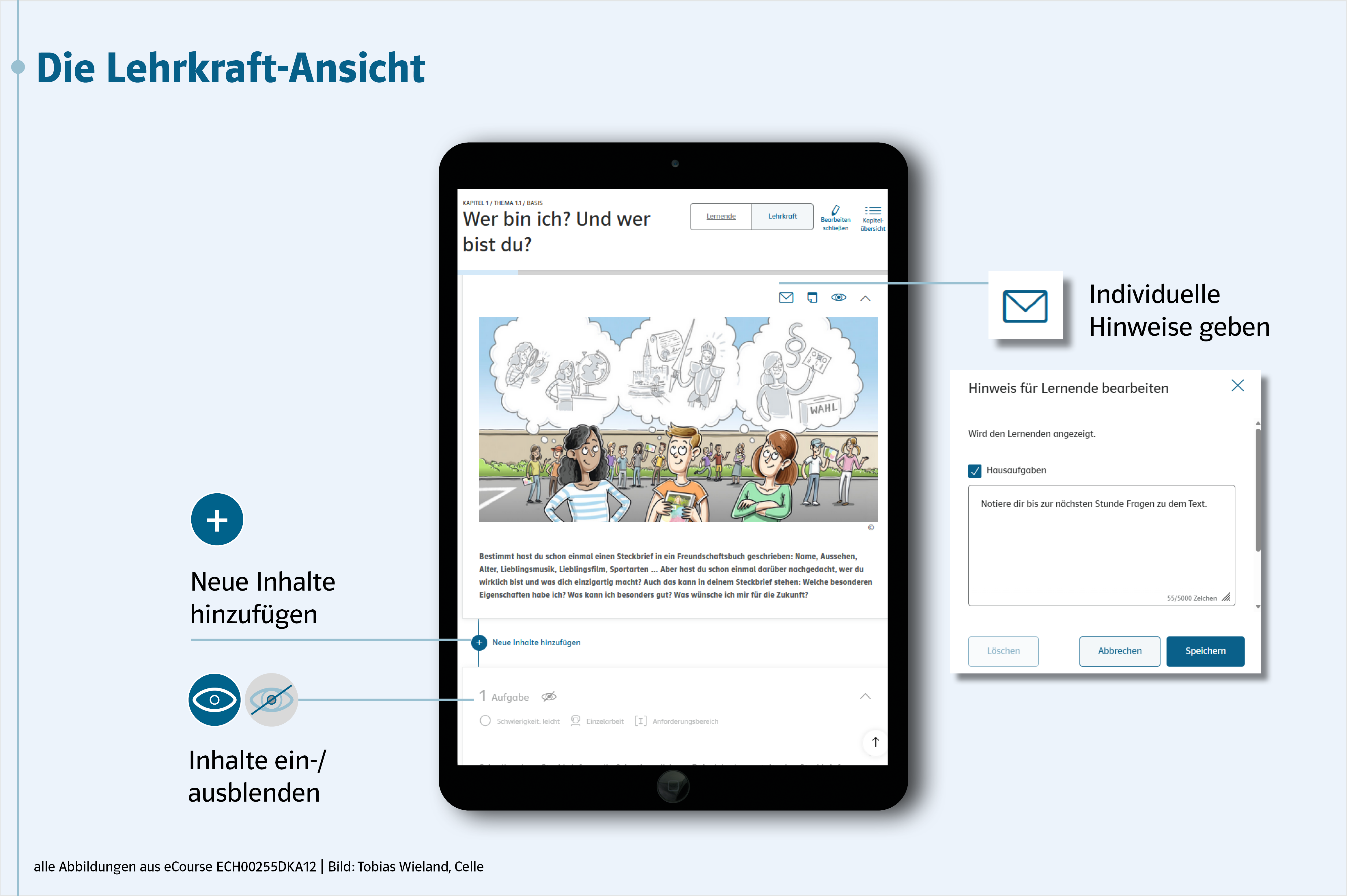Beispielhafte Darstellung der Lehrkraft-Ansicht