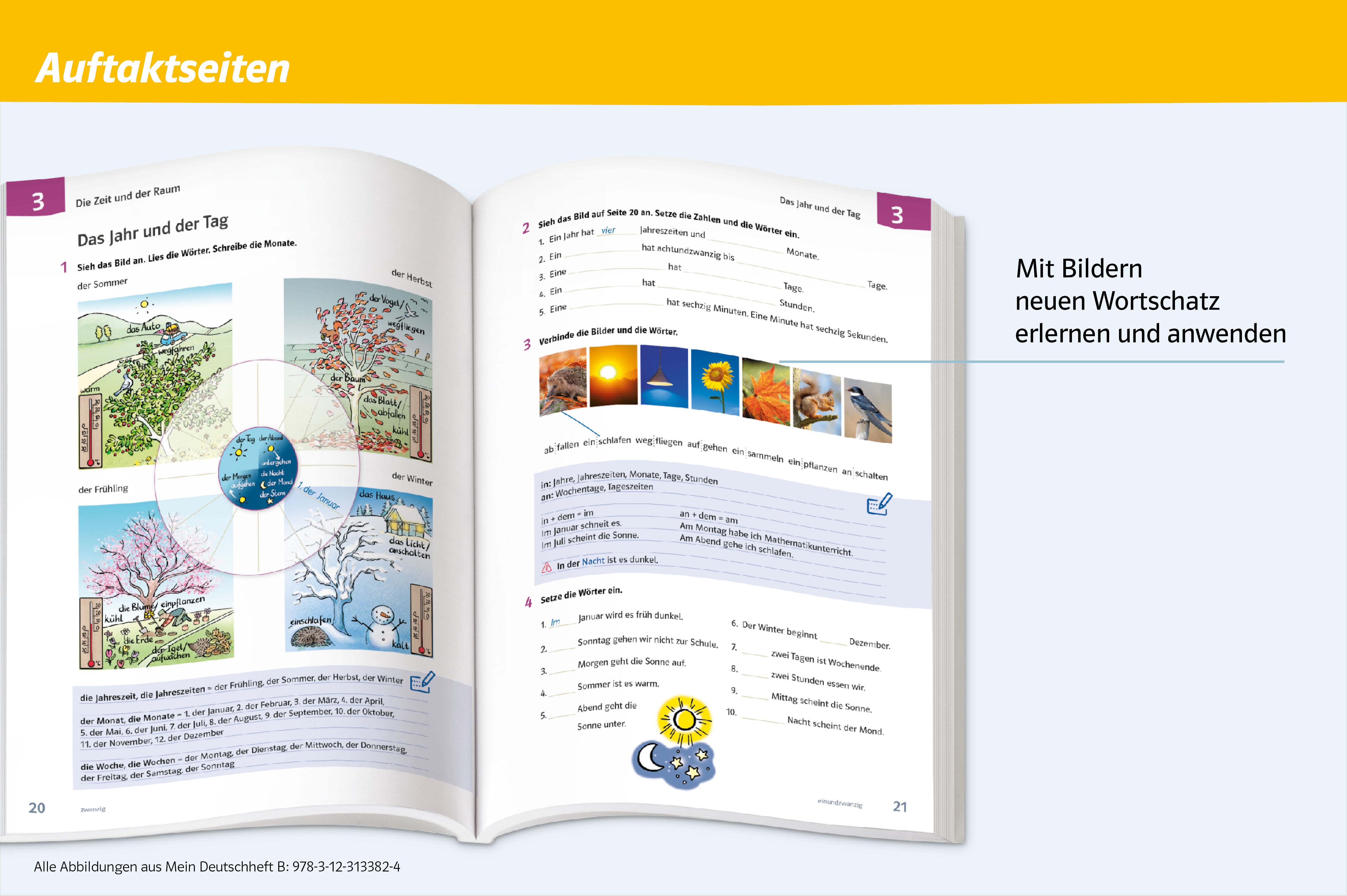 Visuelle Darstellung der Auftaktseiten 