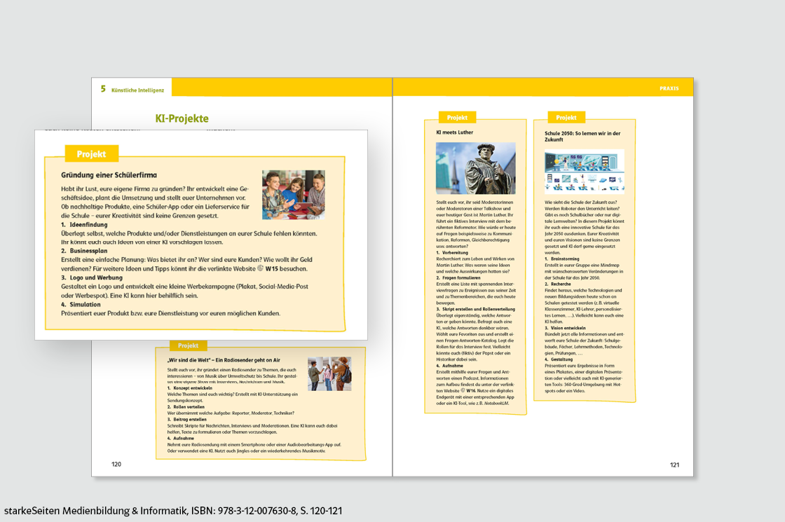 Beispielseite aus dem Schulbuch mit Projektideen