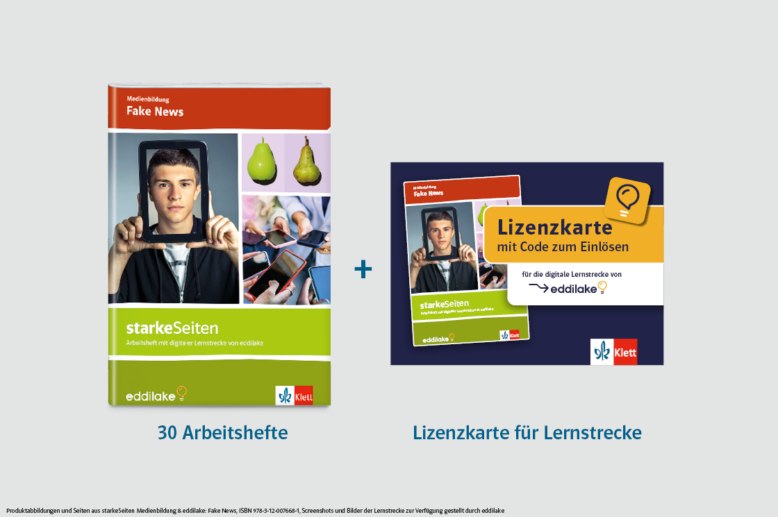 Abbildung des Arbeitsheftes und der Lizenzkarte für eddilake