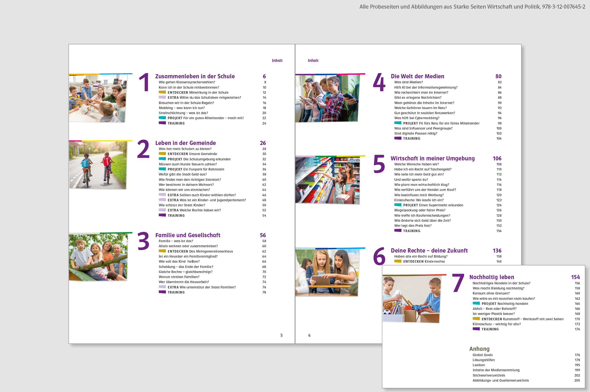 Darstellung des Inhaltsverzeichnisses aus dem Schulbuch