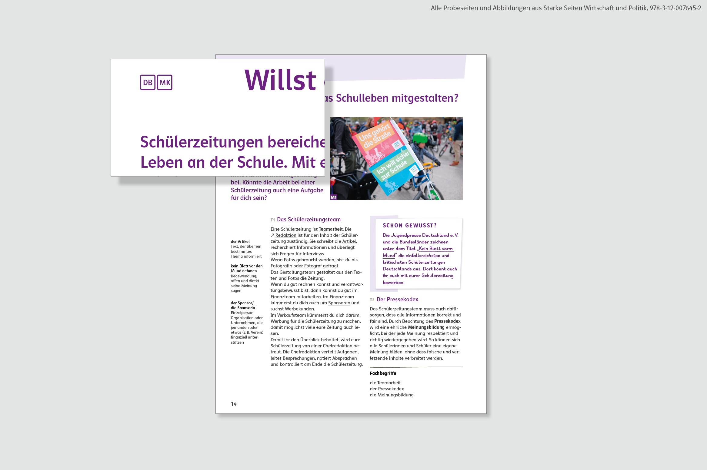 Beispielhafte Darstellung einer Seite mit der Markierung für übergreifende Kompetenzen